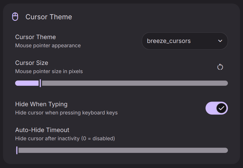 Cursor Control Settings