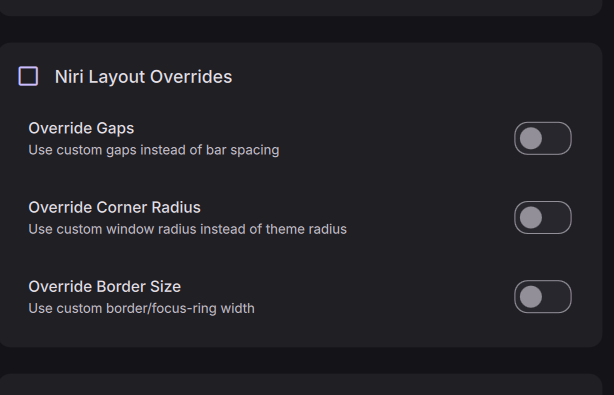 Layout Override Settings