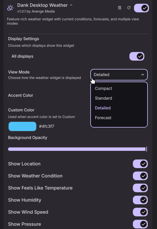 Dank Desktop Weather Plugin