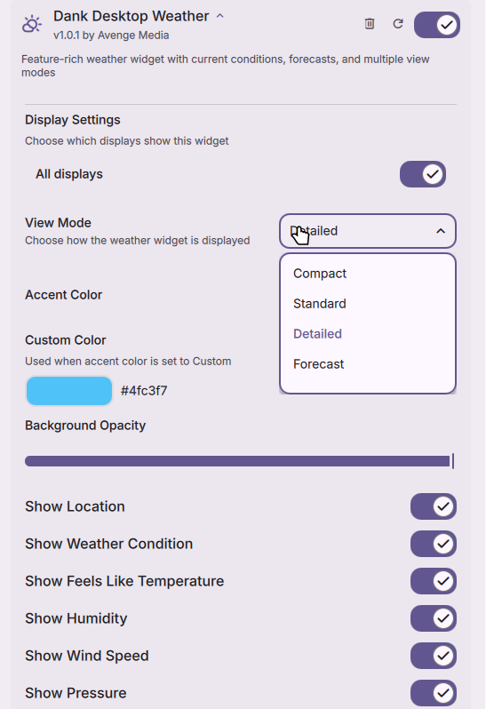 Dank Desktop Weather Plugin