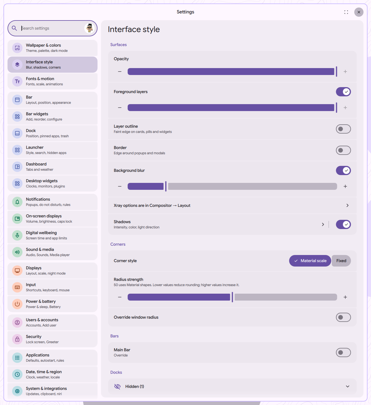 Background Blur settings panel